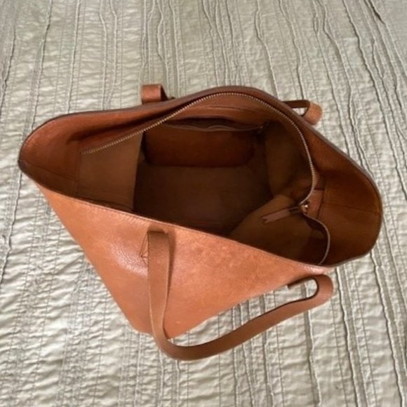 Madewell Zip-Top Transport Tote Handbag English Saddle - Picture 3 of 8